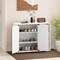 Wooden Shoe Cabinet Entryway Storage Organizer with Adjustable Shelves Double Door Shoe Rack